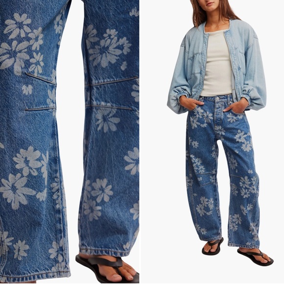 We The Free Denim - We The Free Good Luck Barrel: Laser Daisy. Size 25